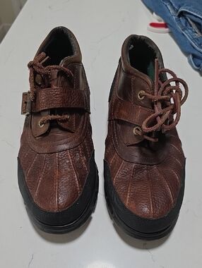 Polo By Ralph Lauren Dover III Men's Brown Leather Casual Lace-Up Shoes Sze 9.5D